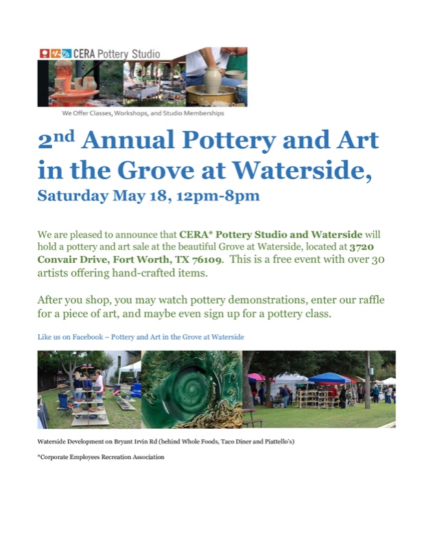 Pottery and Art in the Grove at Waterside in Fort Worth Texas